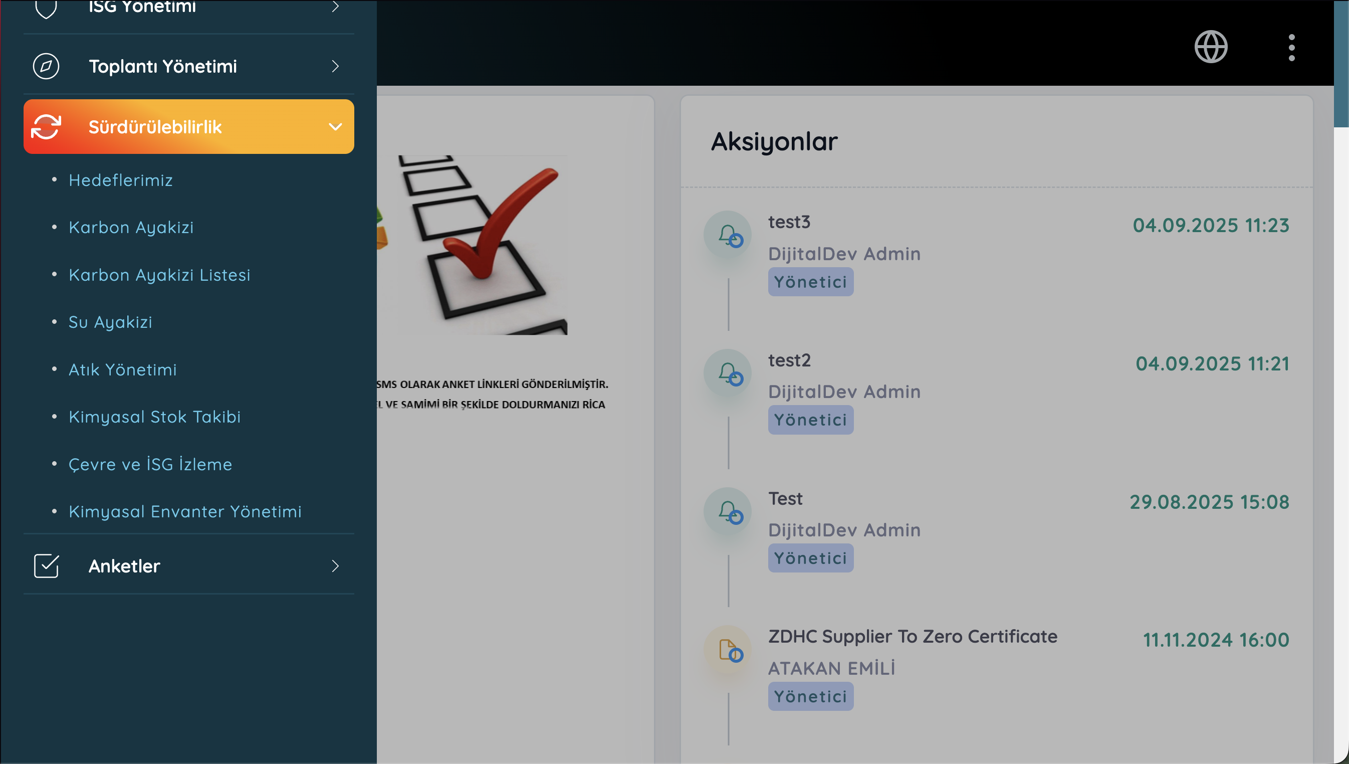 Sürdürülebilirlik Yönetimi Desktop
